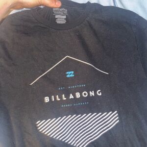 Billabong Black Tee with White and Blue Design